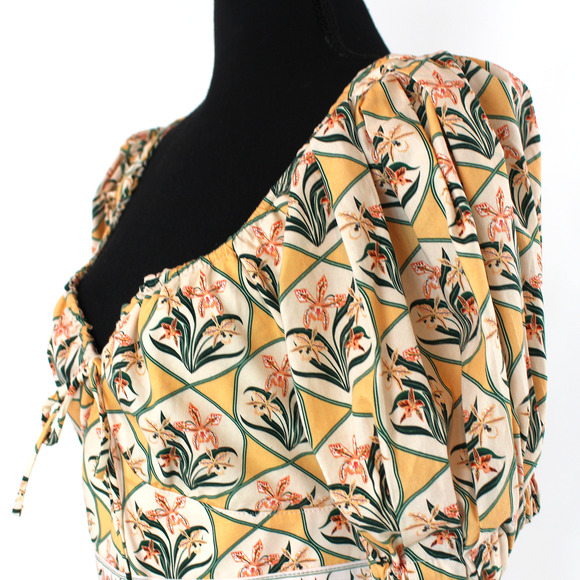 AGUA Bendita Palmera Chan Chan Miel Pink Floral Dress S NEW Short Sleeve Midi - Picture 4 of 8